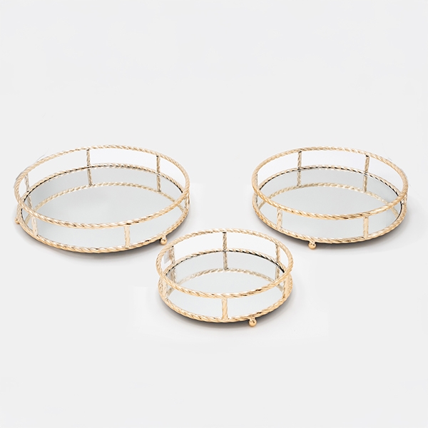 SET 3x Okrasni pladenj pr. 27/33/37 cm zlata