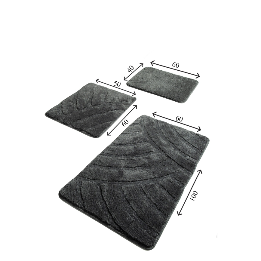 SET 3x Podloga za kopalnico ALYA 60/60/100 cm antracit