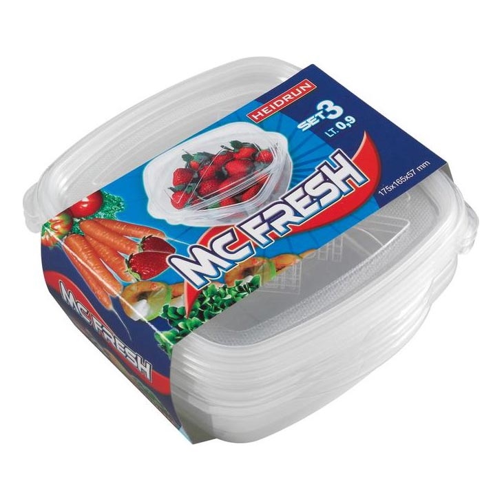 SET 3x Posoda za hrano 0,9 l prozorna