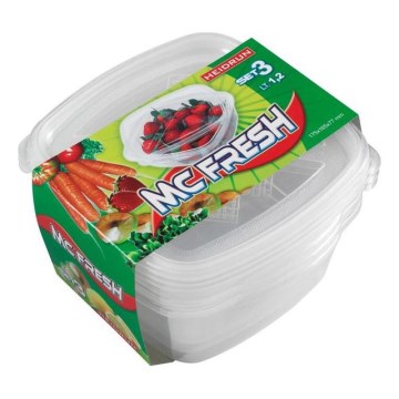 SET 3x Posoda za hrano 1,2 l prozorna