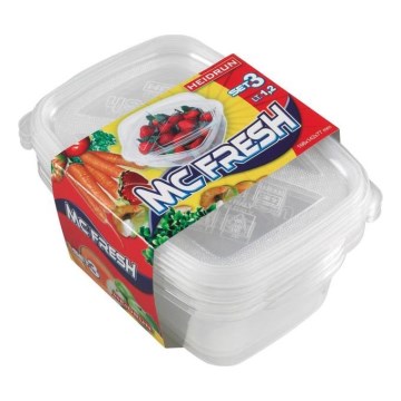 SET 3x Posoda za hrano 1,2 l prozorna