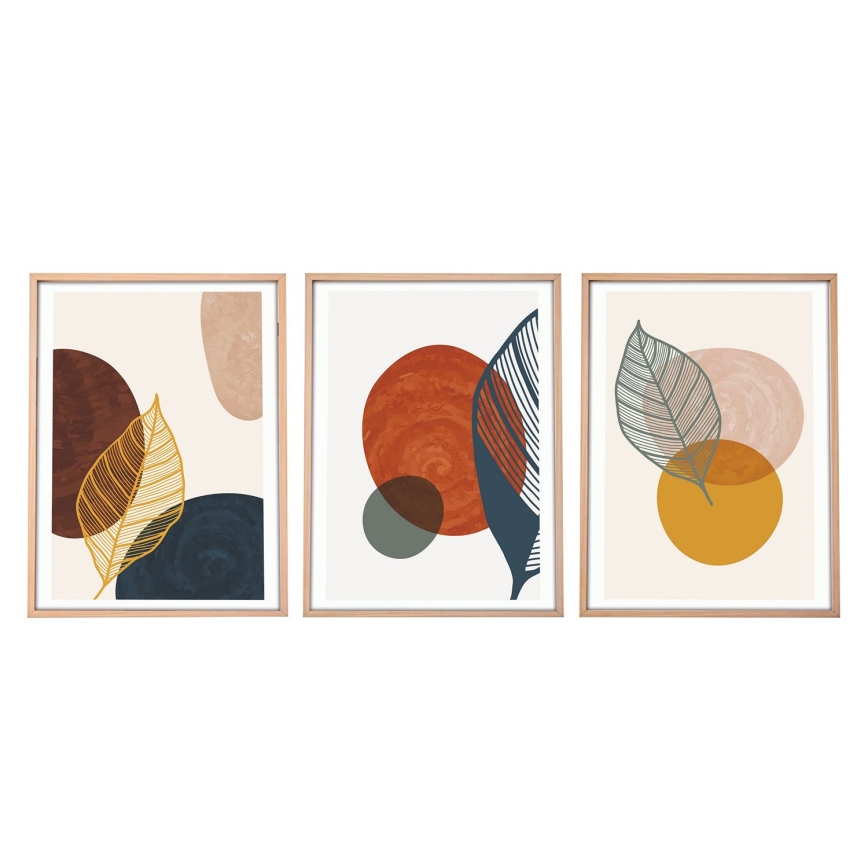 SET 3x Slika v fotookvirju 50x70 cm barven