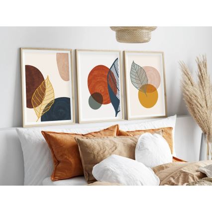 SET 3x Slika v fotookvirju 50x70 cm barven