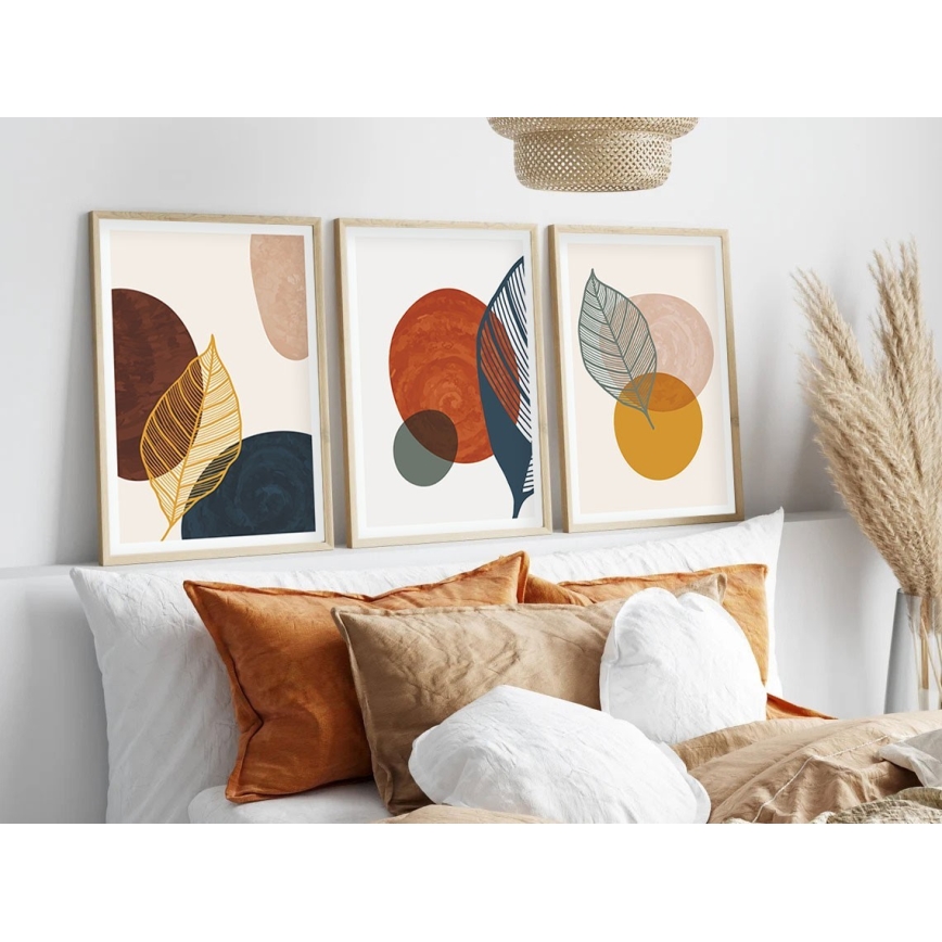 SET 3x Slika v fotookvirju 50x70 cm barven