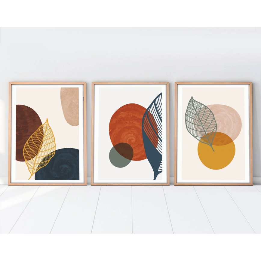 SET 3x Slika v fotookvirju 50x70 cm barven