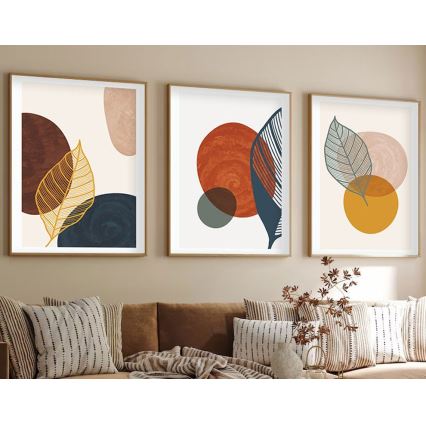 SET 3x Slika v fotookvirju 50x70 cm barven