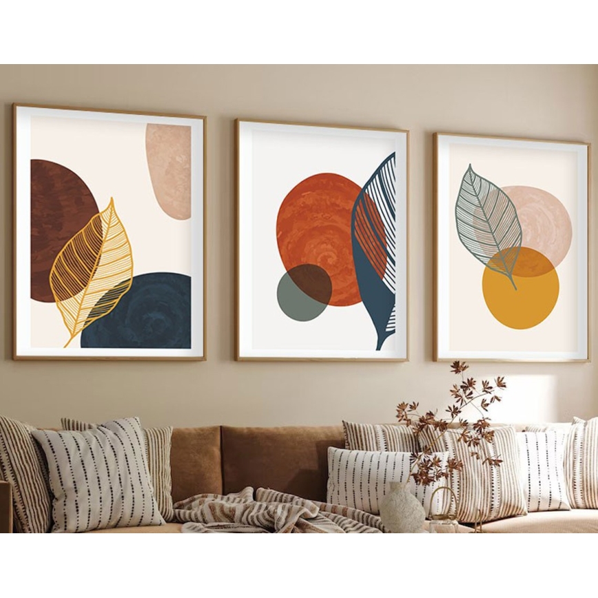 SET 3x Slika v fotookvirju 50x70 cm barven