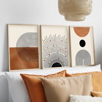 SET 3x Slika v fotookvirju 50x70 cm bež/rjava