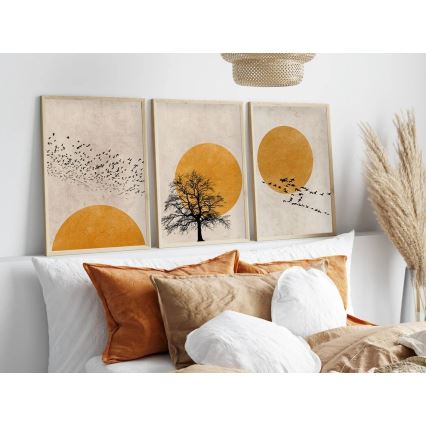 SET 3x Slika v fotookvirju 50x70 cm bež/rumena