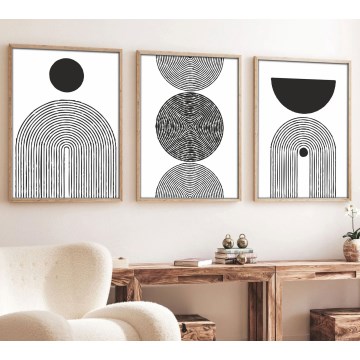 SET 3x Slika v fotookvirju 50x70 cm črna/bela