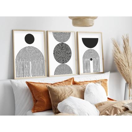 SET 3x Slika v fotookvirju 50x70 cm črna/bela