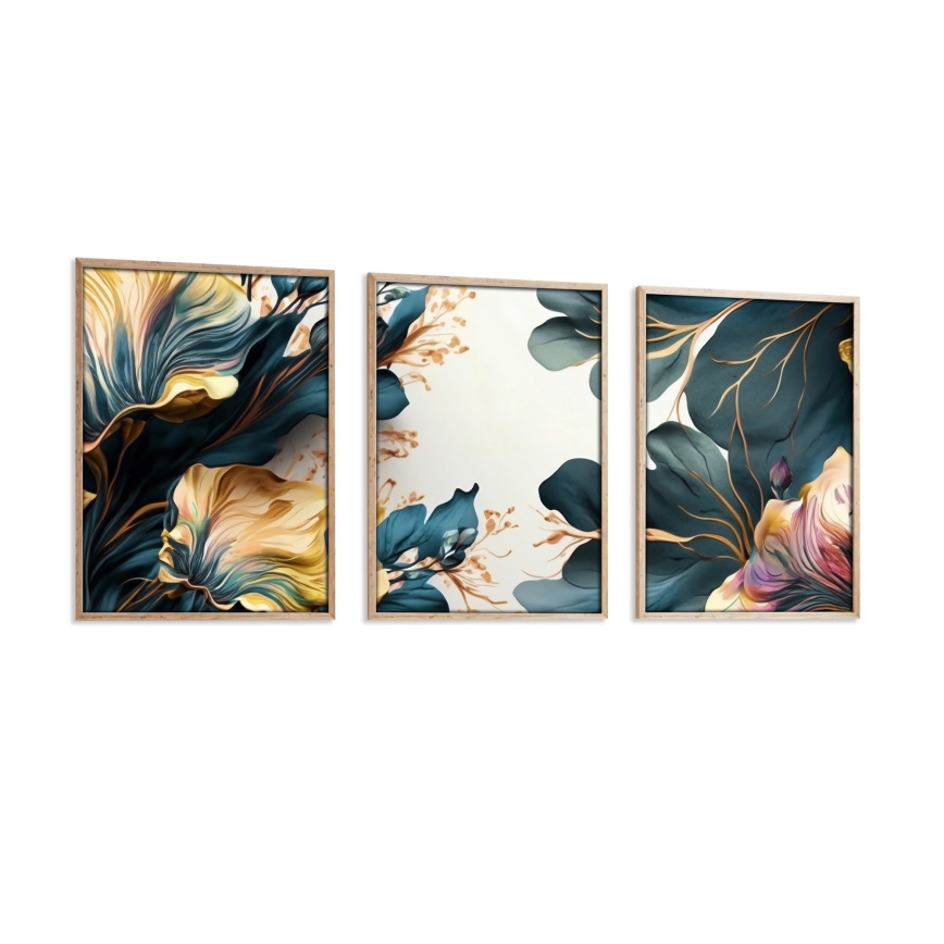 SET 3x Slika v fotookvirju 50x70 cm plants