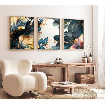 SET 3x Slika v fotookvirju 50x70 cm plants