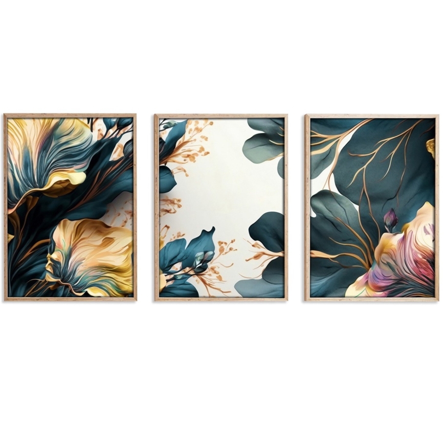 SET 3x Slika v fotookvirju 50x70 cm plants