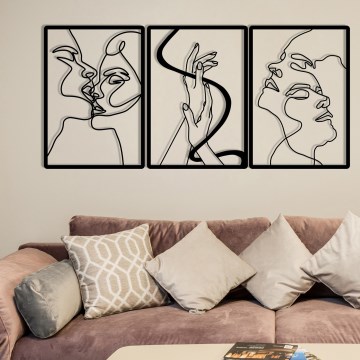 SET 3x Stenska dekoracija 109x50 cm ljubezen kovina