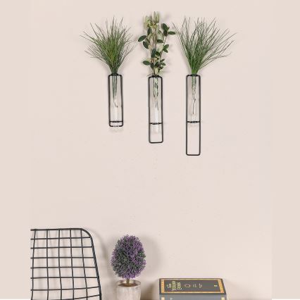 SET 3x Stenska dekoracija za cvetlice 20/25/30 cm črna