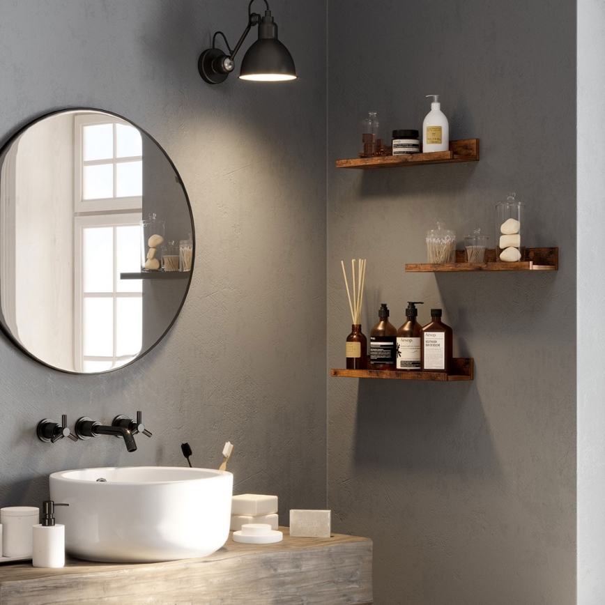 Set 3x stenskih polic SHELFY, rjave