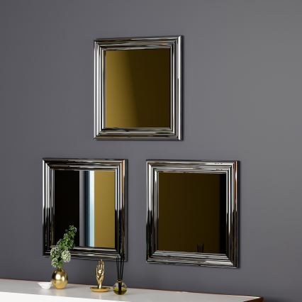 SET 3x Stensko ogledalo OTTO 40x40 cm srebrna