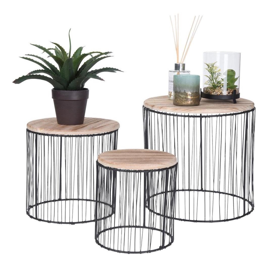SET 3x Stojalo za rože pr. 19/23/28 cm črna/bež