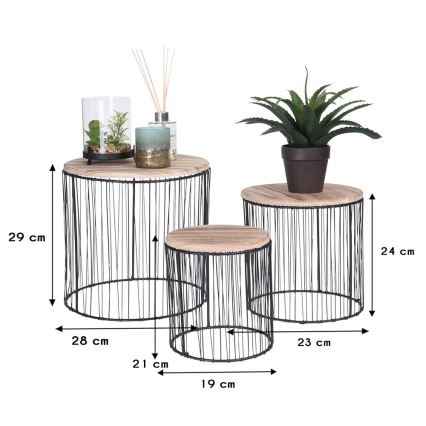 SET 3x Stojalo za rože pr. 19/23/28 cm črna/bež