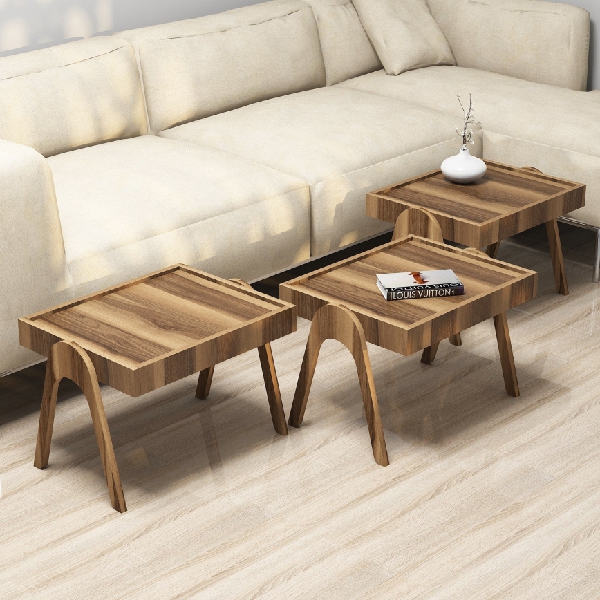 SET 3x Stranska mizica 41x53,6 cm ROMA rjava