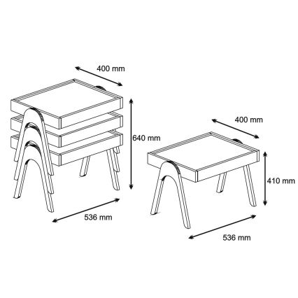 SET 3x Stranska mizica 41x53,6 cm ROMA rjava