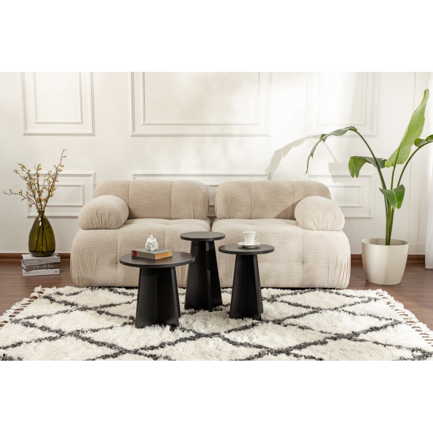 SET 3x Stranska mizica LUME pr. 28/33/43 cm črna