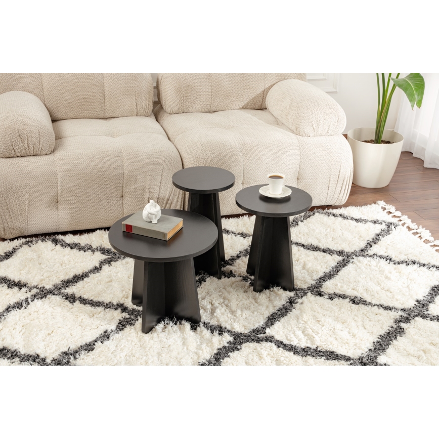 SET 3x Stranska mizica LUME pr. 28/33/43 cm črna