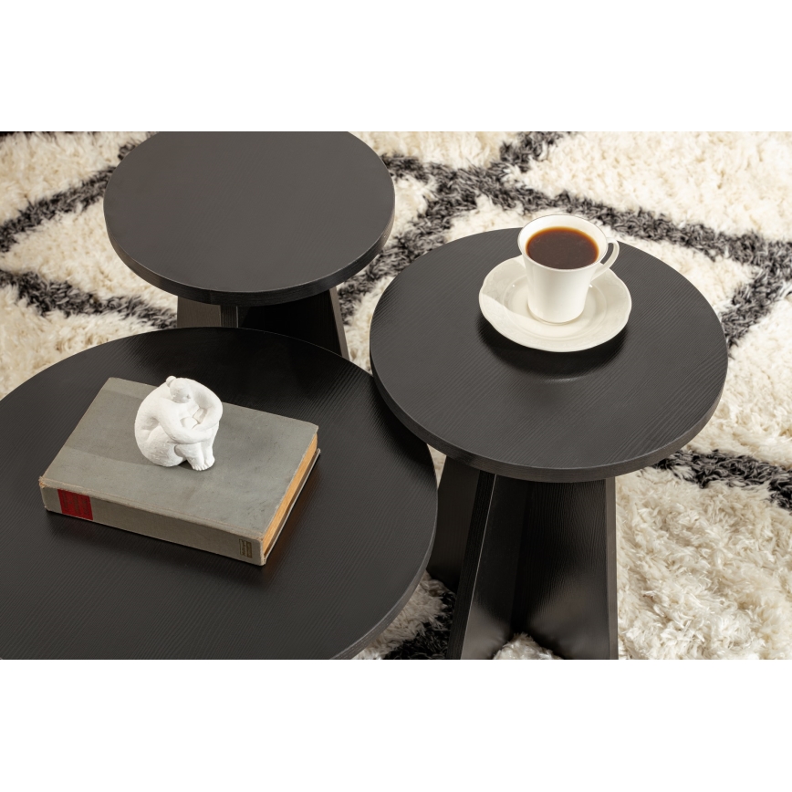 SET 3x Stranska mizica LUME pr. 28/33/43 cm črna