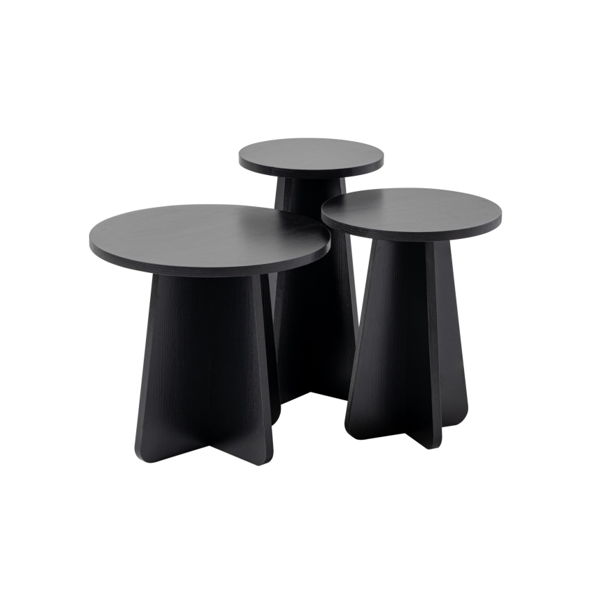 SET 3x Stranska mizica LUME pr. 28/33/43 cm črna