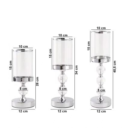 SET 3x Svedurka svetlečo hrom