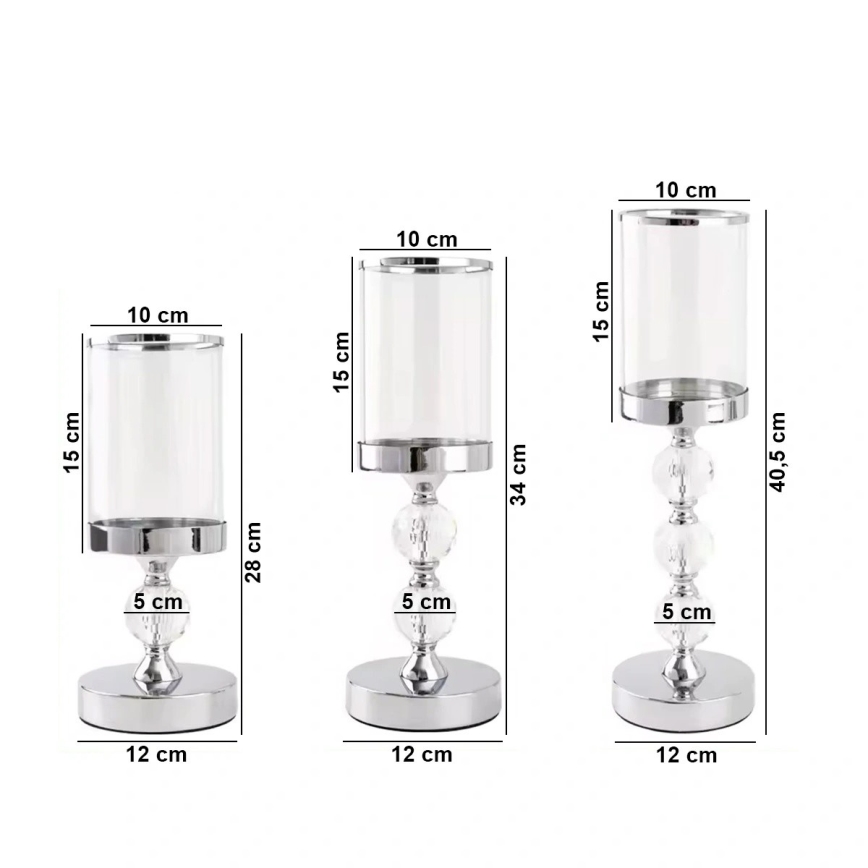 SET 3x Svedurka svetlečo hrom
