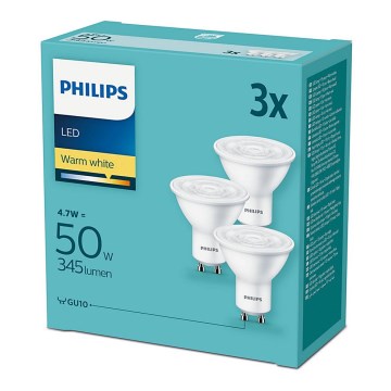 Set 3xLED Žarnica Philips GU10/4,7W/230V 2700K