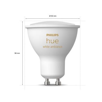 SET 3xLED Zatemnitvena žarnica Philips Hue WHITE AMBIANCE GU10/4,3W/230V 2200-6500K