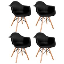 SET 4x Jedilni stol NEREA 81x61 cm črna/bukev