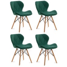 SET 4x Jedilni stol TRIGO 74x48 cm svetlo zelena/bukev