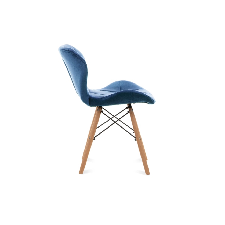 SET 4x Jedilni stol TRIGO 74x48 cm temno modra/bukev