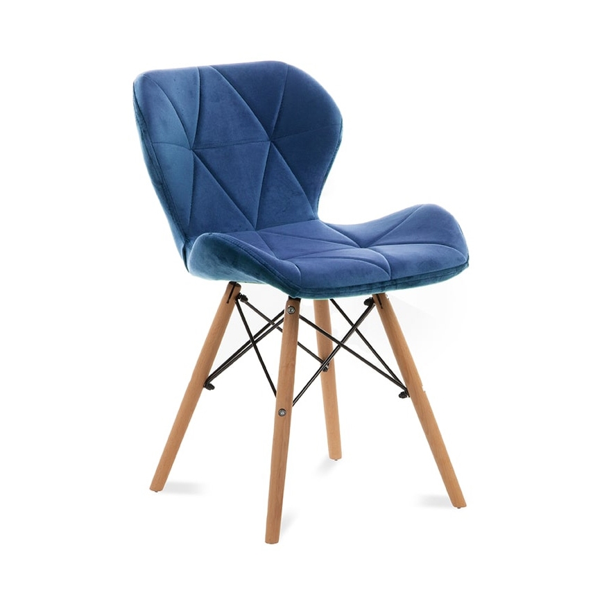 SET 4x Jedilni stol TRIGO 74x48 cm temno modra/bukev