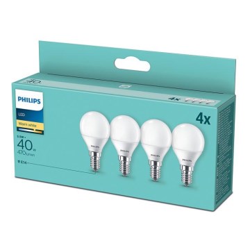 SET 4x LED Žarnica Philips P45 E14/5,5W/230V 2700K