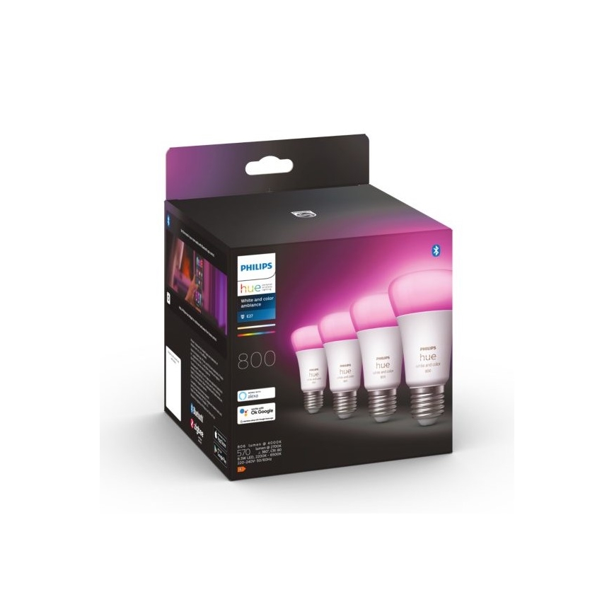 SET 4x LED Zatemnitvena žarnica Philips Hue White And Color Ambience E27/6,5W/230V 2000-6500K