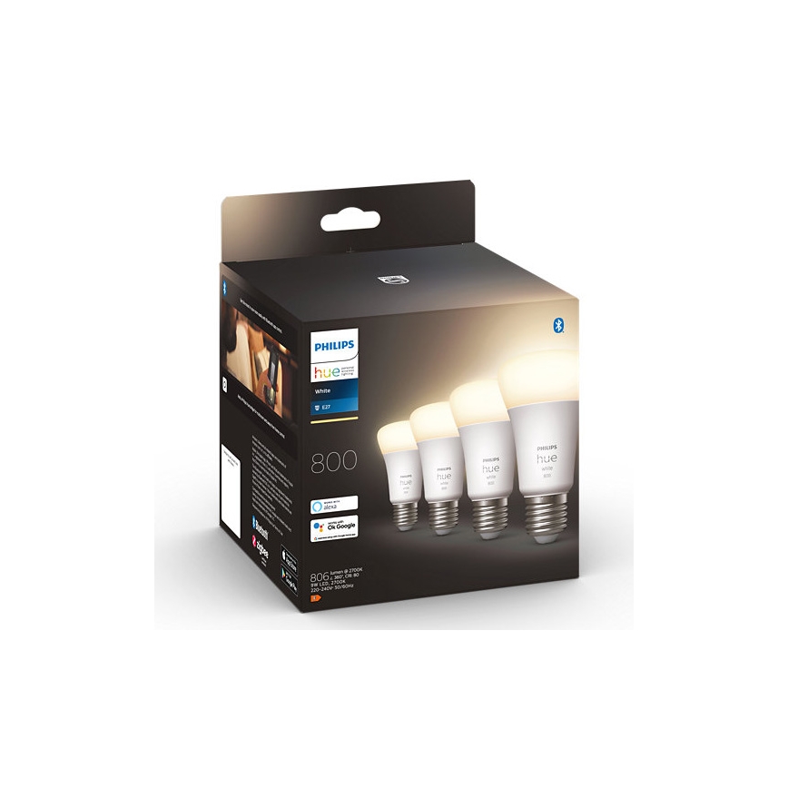 SET 4x LED Zatemnitvena žarnica Philips Hue WHITE A60 E27/9W/230V 2700K
