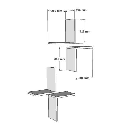 SET 4x Stenska polica FACE 32x28 cm bela