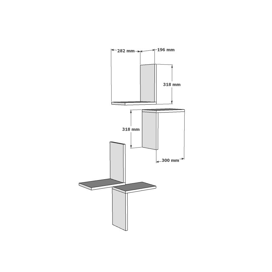 SET 4x Stenska polica FACE 32x28 cm bela