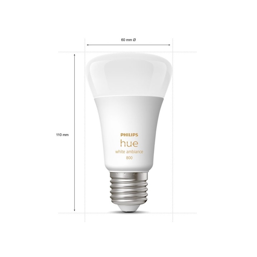 SET 4xLED Zatemnitvena žarnica Philips Hue WHITE AMBIANCE E27/6W/230V 2200-6500K