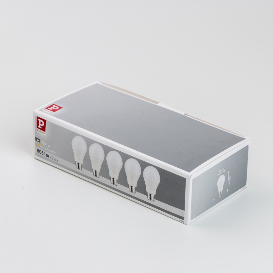 SET 5x LED Žarnica A60 E27/9W/230V 2700K - Paulmann 28780