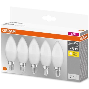 SET 5x LED žarnica BASE B40 E14/4,9W/230V 2700K - Osram