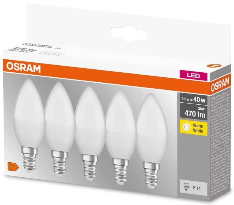 SET 5x LED žarnica BASE B40 E14/4,9W/230V 2700K - Osram