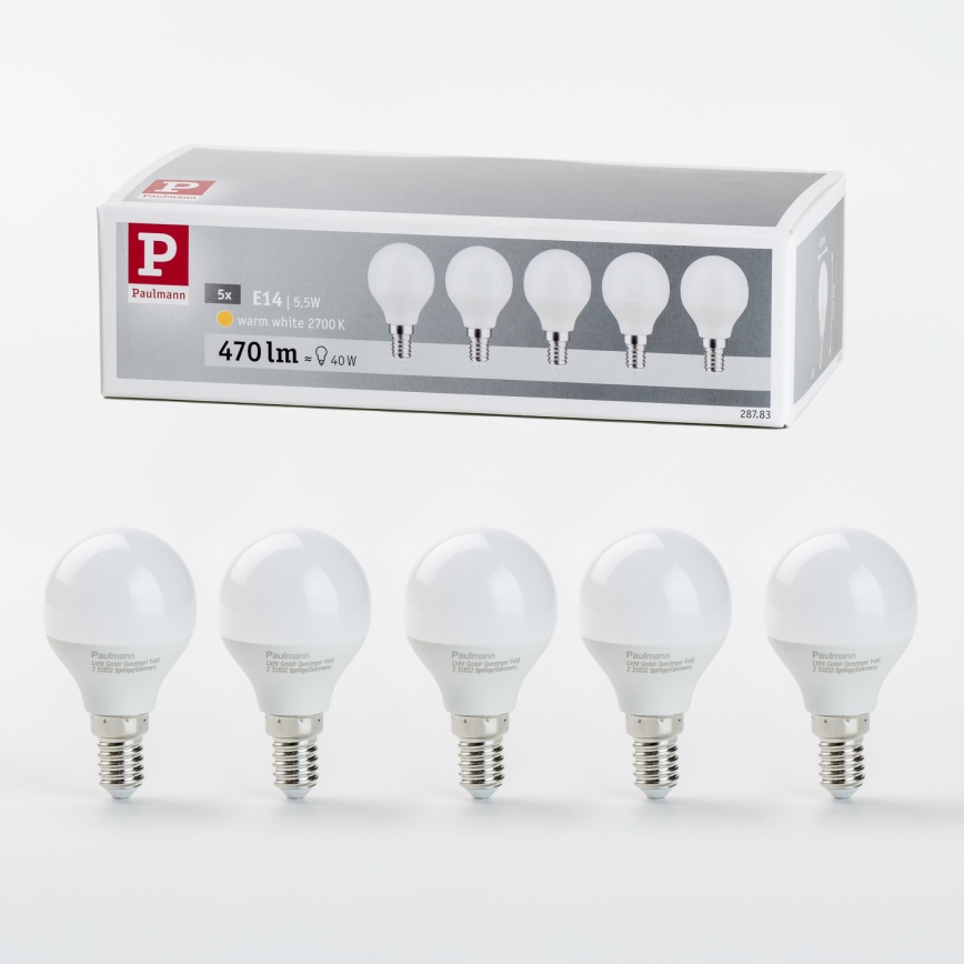 SET 5x LED Žarnica P45 E14/5,5W/230V 2700K - Paulmann 28783