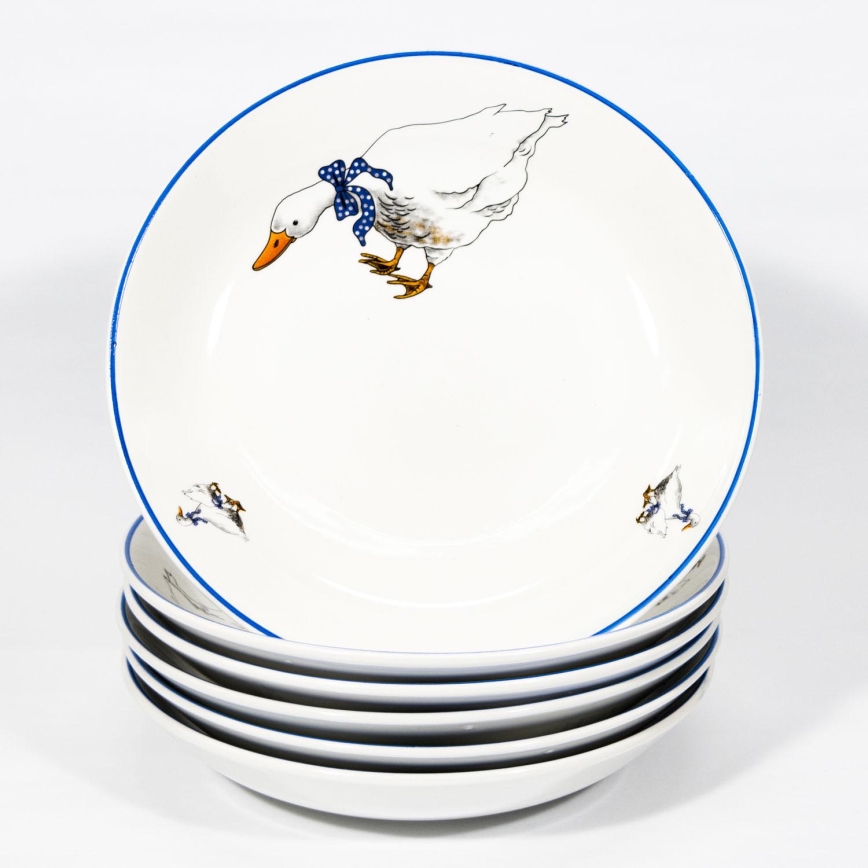 Set 6x globok keramični krožnik 22 cm bela modra