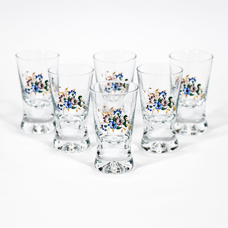 Set 6x Kozarec za žganje prozorna z motivom šopka